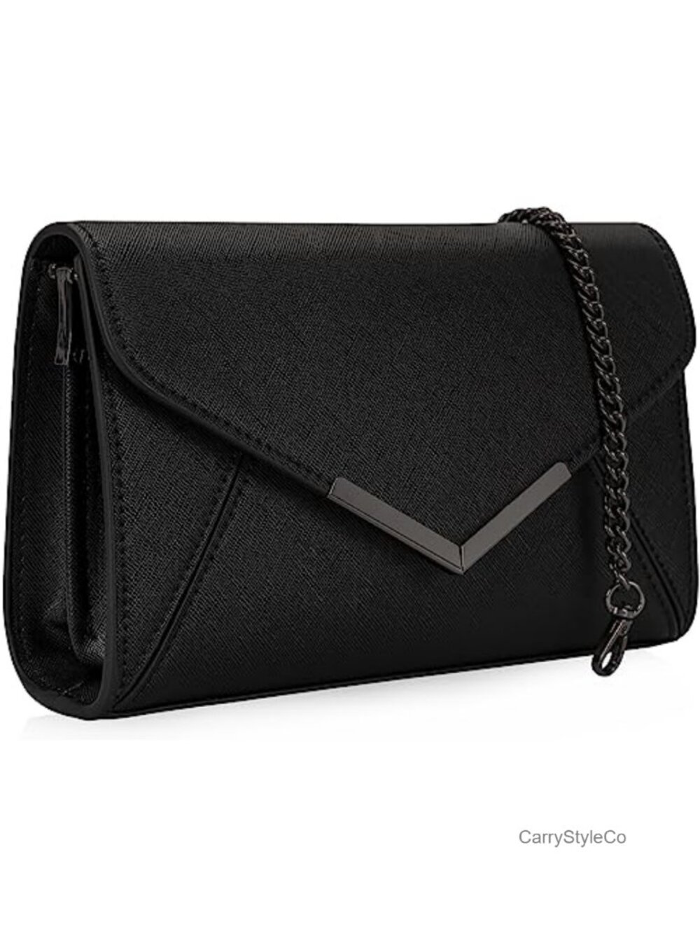 Faux Saffiano Leather Envelope Clutch Evening Bag Foldover Formal Purse